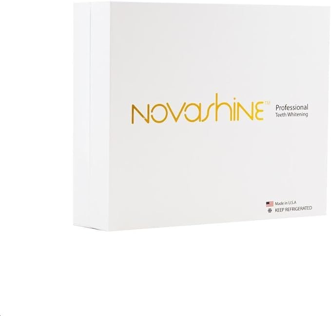 Novashine Professional Teeth Whitening Kit: Advanced Blue LED Light, Concentrated Peroxide Gel, Smartphone Adapter, Travel Bag