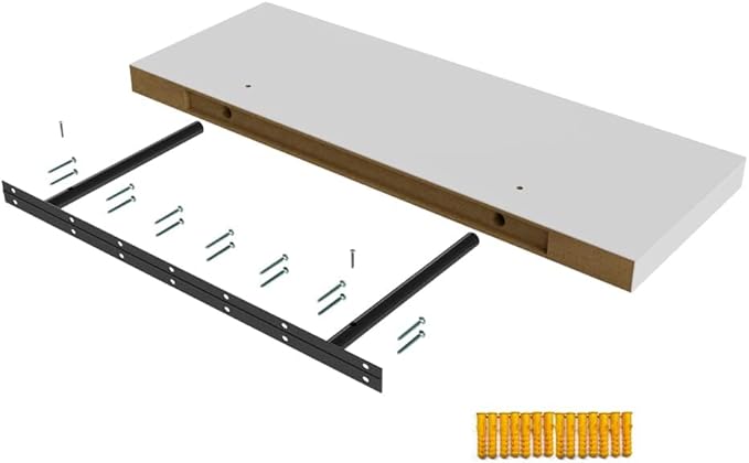 Floating Shelf, Set of 2 Wall Shelf, 24 in W x 12.75 in D x 2 in H Wooden Floating Wall Shelf with Invisible Brackets for Living Room/Bedroom/Bathroom/Kitchen Storage and Decor, White