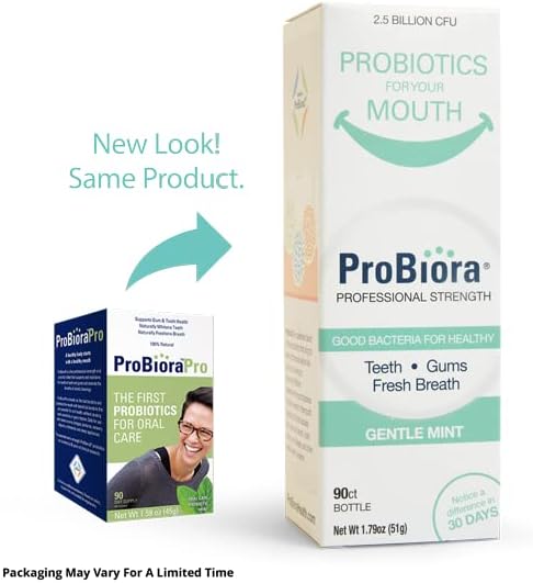ProBiora Professional Strength Oral Probiotics for Teeth and Gums | Dental Probiotic for Oral Health | Bad Breath Treatment for Adults | Tooth Whitening | ProBiora3 Probiotic Blend | 90 Mint Tablets