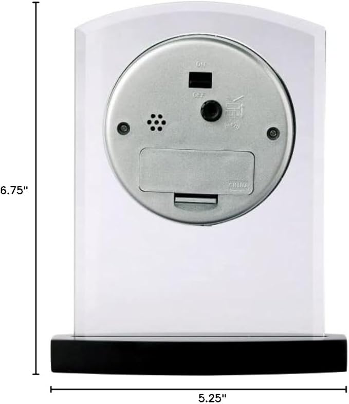 Howard Miller Landre Tabletop Clock – Beveled Glass Arch Alarm Clock Quiet Sweep Second Hand Black Wooden Base Battery Operated Quartz Movement Ideal for Desk Bedroom or Office Décor