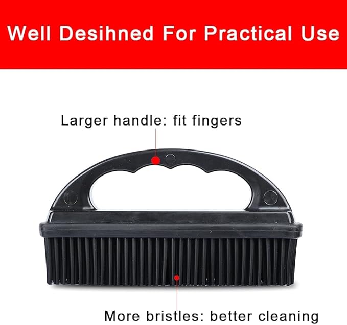 Rubber Pet Hair Removal Brush Lint & Hair Removal Cat Dog Hair Remover Brush Pet Hair Removal Tool Silicone Lint and Debris Remover for Cleaning,Grooming,Lint and Fur Removal,Home (Red&Black)