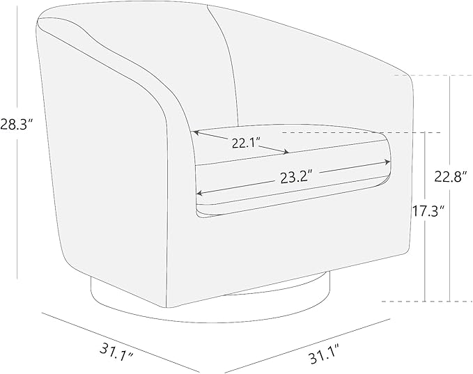 CHITA Swivel Accent Chair, FSC Certified Upholstered Fabric Barrel Chair for Living Room, Fully Assembled, Pebble Grey