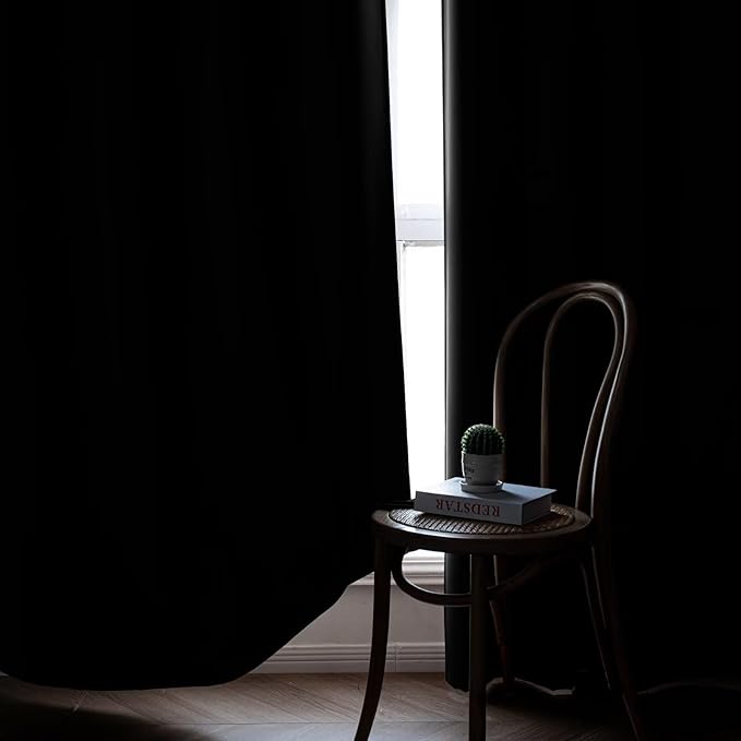 Blackout Curtains Custom Size for Bedroom 1 Panel, Thermal Insulated Blackout Curtains, Solid Grommet Privacy Room Darkening Drapes for Living Room Window (Customsize, Black)