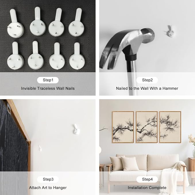 HPNIUB Vintage Sketch Pine Tree Framed Canvas Wall Art Set, Brown Antique Tree Branch Wall Decor, Nature Botanical Art Print, Modern Landscape Pictures for Living Room, Bedroom, Office- 16 x24 x3