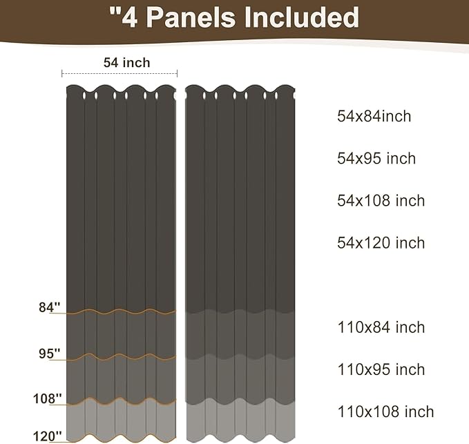 HolidayIdeas 4 Panels Linen Outdoor Curtains for Patio Waterproof Taupe Outside Curtains 54"x120"-Gazebo Curtains Weighted Weatherproof, Privacy for Pergola, Porch, Cabana, Living Room
