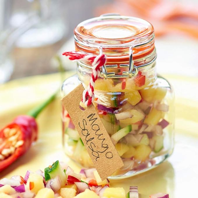 Spice Jars, 24 Pack 4oz Small Glass Jars with Airtight Hinged Lid, With 24 Spice Labels & Silicone Funnels, Airtight Glass Jars for Spices, Condiments Herb Seasoning Art Craft Storage