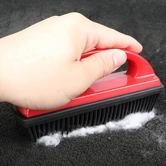 Rubber Pet Hair Removal Brush Lint & Hair Removal Cat Dog Hair Remover Brush Pet Hair Removal Tool Silicone Lint and Debris Remover for Cleaning,Grooming,Lint and Fur Removal,Home (Red&Black)