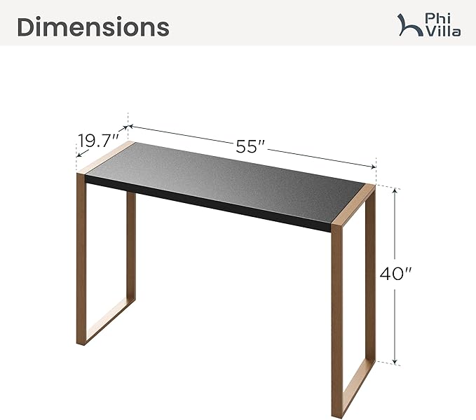 PHI VILLA Outdoor Bar Table for 2-4 Person - 55" W x 40" H Bar Height Patio Bistro Table with Stone Texture Top & Adjustable Non-Scratch Feet for Garden, Backyard, Poolside, Balcony, Patio Dining