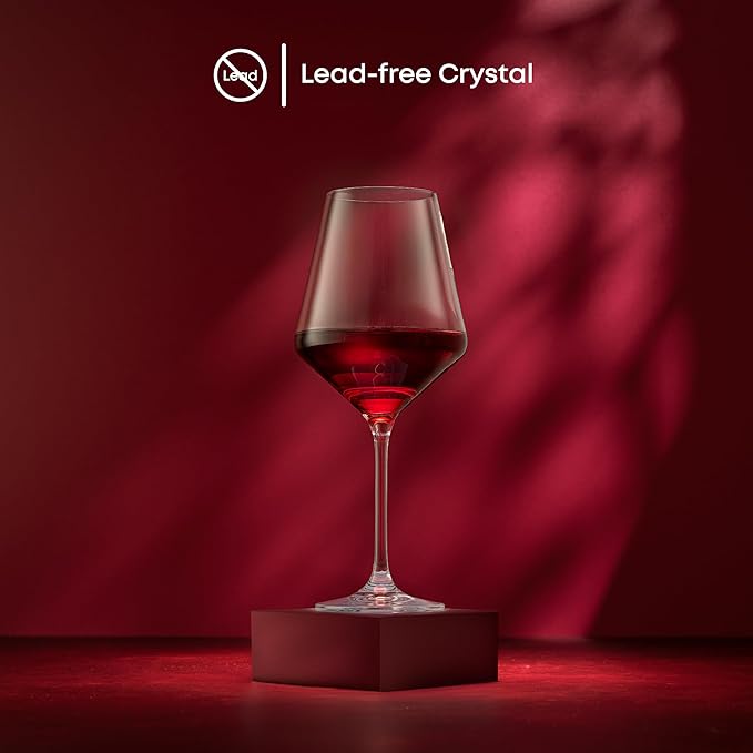 JoyJolt Layla Italian Red Wine Glasses, Set of 4, 17 oz Clear – Made in Europe