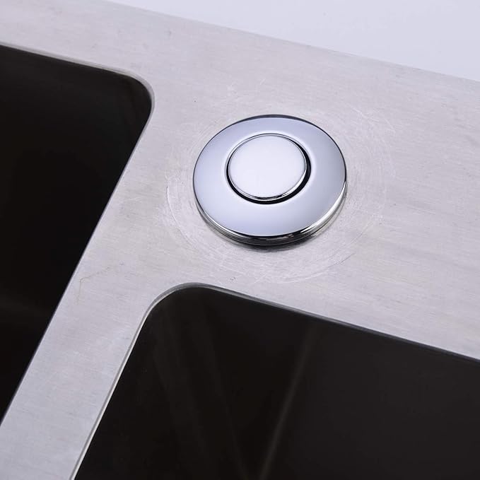 Garbage Disposal SinkTop Air Switch Kit with Long Button,Brass Made Cover,Chrome