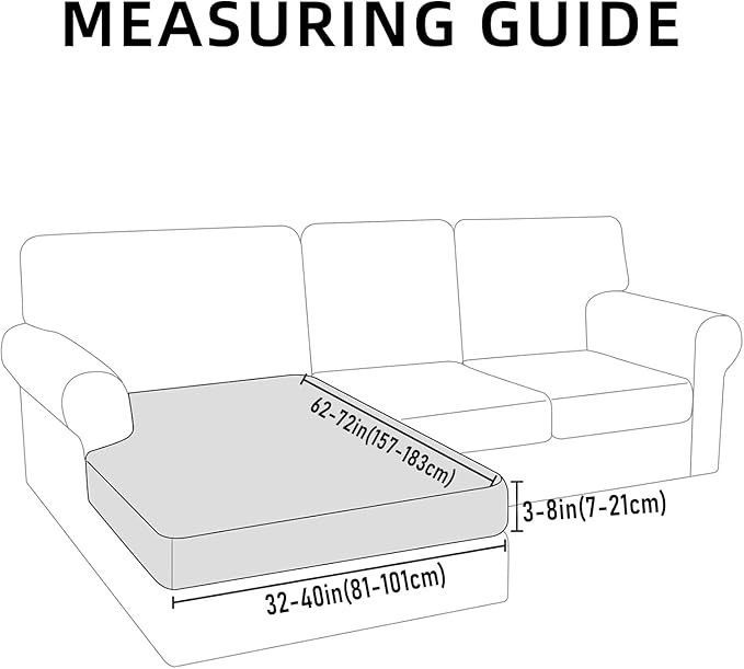 hyha Waterproof Sectional Couch Covers, Non Slip Sofa Couch Cushion Covers L Shape, Thick Stretch Jacquard Fabric, Washable Sofa Slipcovers with Elastic Bottom (1 Piece for Chaise XL, Wine Red)