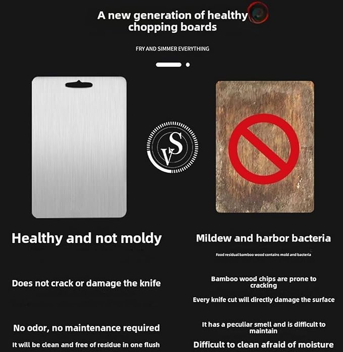 Titanium Cutting Board, New Upgrade Pure Titanium Cutting Boards for Kitchen,Food Grade 316 Stainless Steel Cutting Board,Double sided Dishwasher Safe 18.1 * 11.8inch