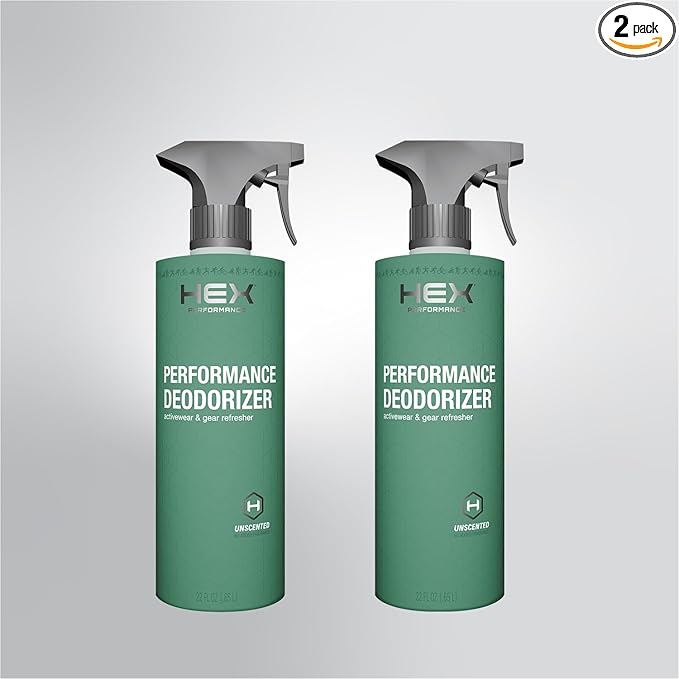 HEX Performance Deodorizing Spray, Unscented, 44oz (Pack of 2) - Awesome for Shoes, Gear, Activewear & Fabrics, Yoga Mats & Gym Equipment, Carpet, Pets, Odor Eliminator & Fabric Refresher Spray
