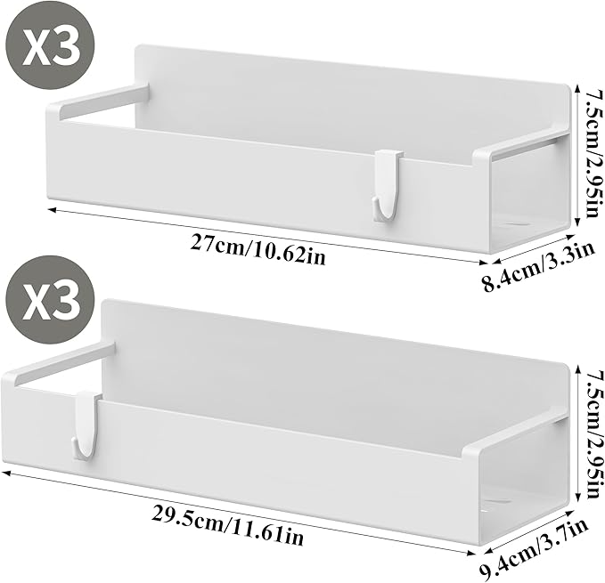 6 Pack Magnetic Spice Rack Organizer for Refrigerator and Oven, White Fridge Organizers and Storage for Kitchen