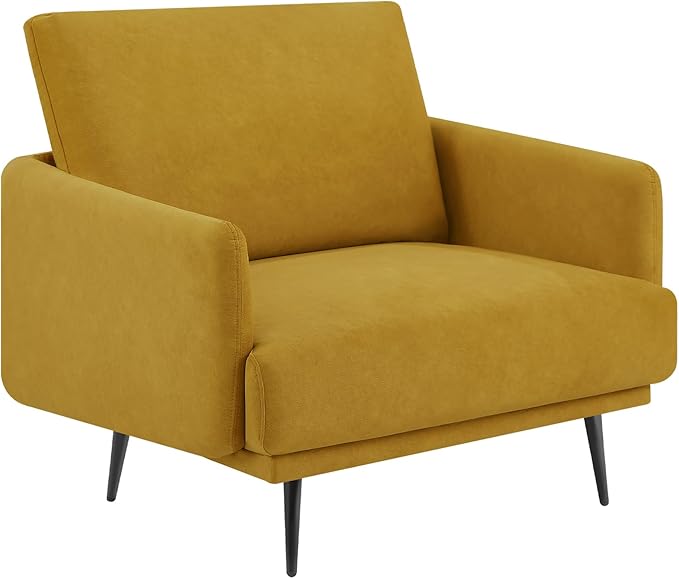 Oversized Accent Chair for Living Room Chairs Reading Arm Chair Comfy Modern Single Sofa Side Chairs with Metal Legs & Soft Cushion for Bedroom, Balcony,Waiting Room (Amber Yellow-1pcs)