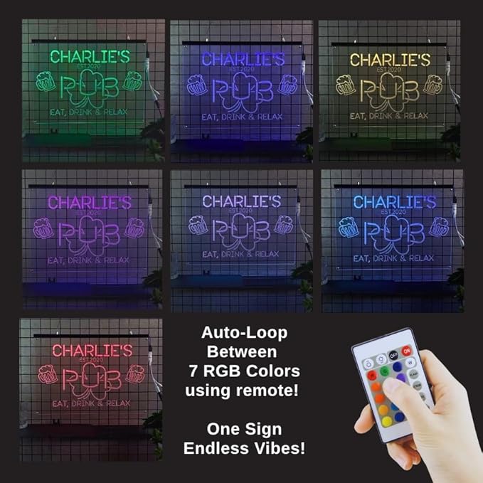 LIGHT UP LUXE Always Happy Hour Neon Sign, Bar Sign for Home Bar, Palm Tree & Sun Wall Decor, Summer Vibes Neon Light for Patio and Poolside