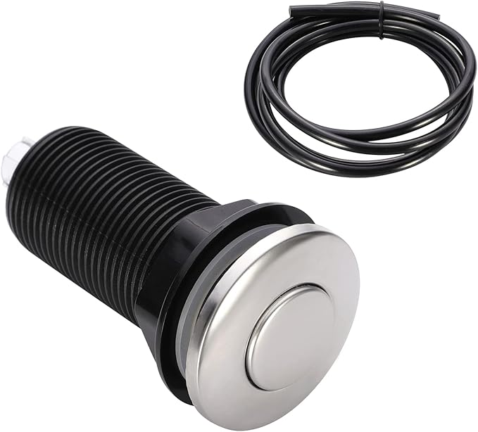 RQYEKDO Garbage Disposal Air Switch Kitchen Sink Top Long Stainless Steel Polished Nickel Long 2.5" for Food and Waste Disposal On/Off Air Button Parts Polished