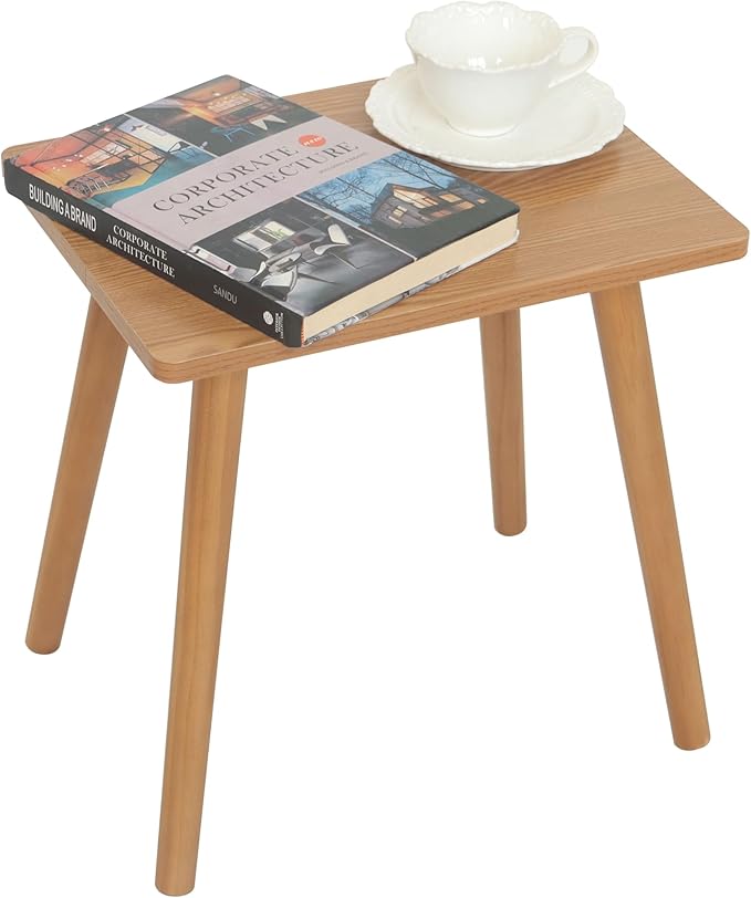 AWASEN Mid Century Modern Side Table, Small End for Living Room Bedroom Office Small Spaces, Modern Side Table Nightstand with Solid Wood, Easy Assembly, (Brown)