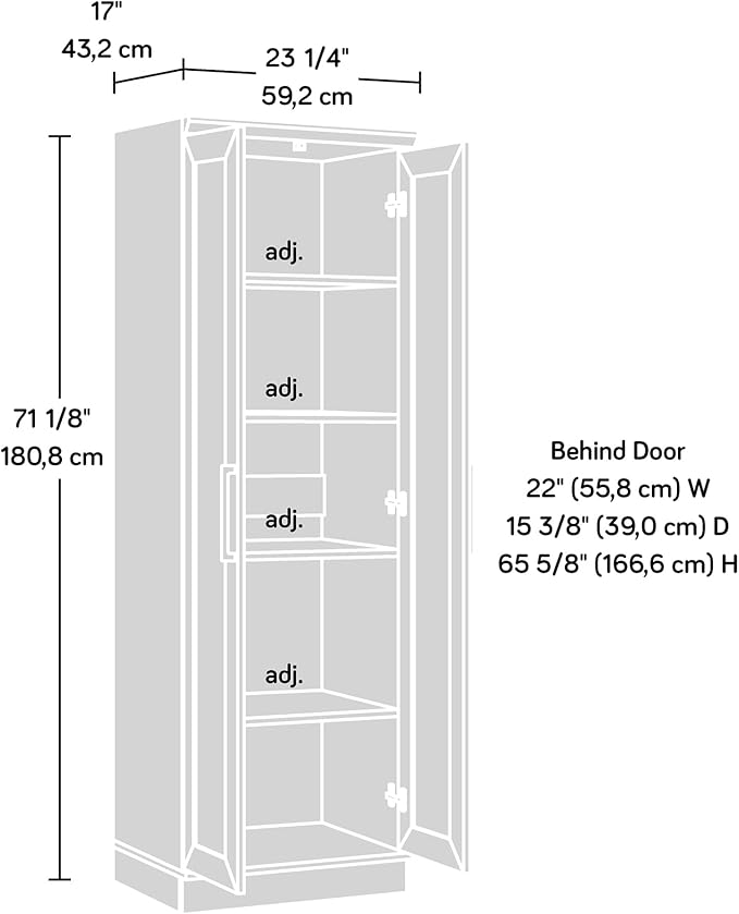 Sauder HomePlus Storage Pantry cabinets, L: 23.25" x W: 17" x H: 71.18", Sienna Oak