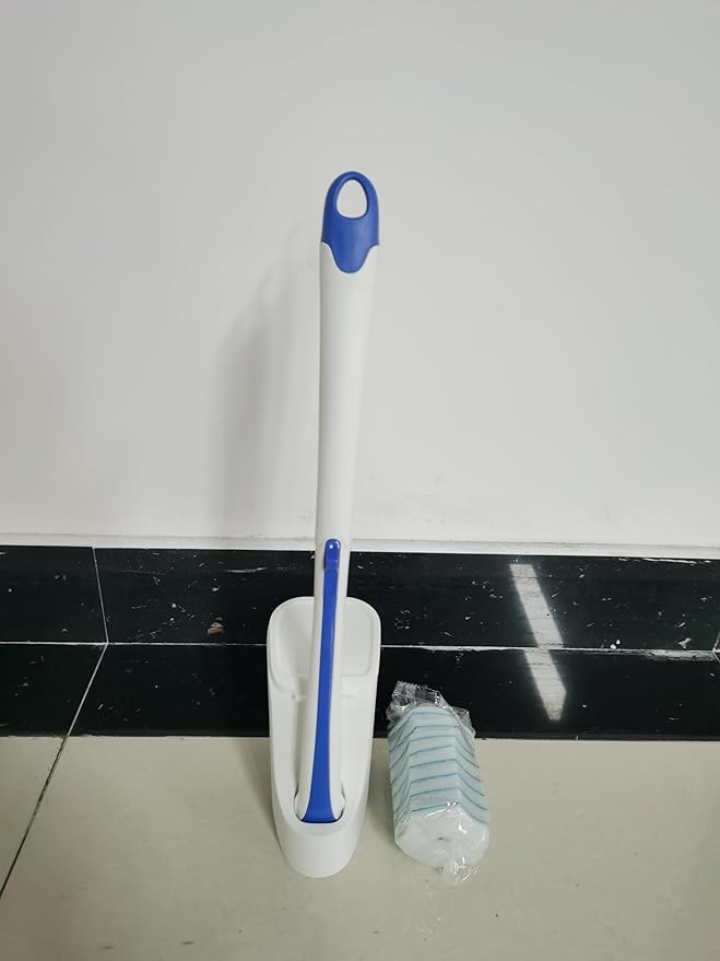 JEHONN Disposable Toilet Brush with 48 Wand Cleaner Refills, Wall Mounted Toilet Bowl Brush Holder Set, Bathroom Cleaning System for Sink Bathtub Wash Basin (Blue)