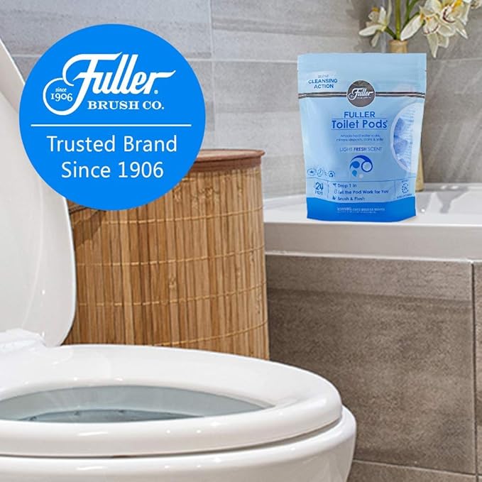 Fuller Brush Toilet Bowl Cleaner Pods - Water Soluble Tablet Cleansers - Cleans Descales & Refreshes Bathroom Toilets Removes Odors & Stains Light Fresh Scent Ideal for Homes and Businesses 6-Pack