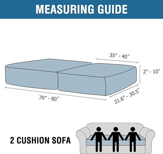 H.VERSAILTEX Velvet Stretch Couch Cushion Cover Plush Cushion Slipcover for Chair Loveseat Sofa Cushion Furniture Protector Seat Cushion Sofa Cover (2 Piece Large Sofa Cushion Covers, Grey Striped)