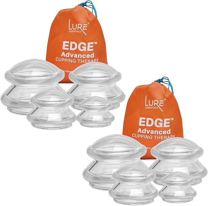 Silicone Cupping Therapy Set Professional Massage Cupping Cups for Cupping Therapy - 8 Cup Kit for Massage, Myofascial Release, Cellulite Reduction - Pack of 2 (Lure Clear)