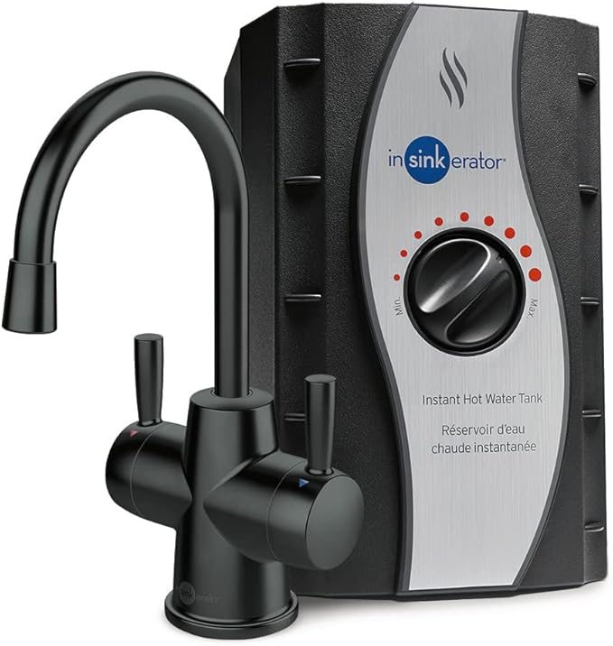 InSinkErator Stainless Steel Tank, HC250MBLK-SS HOT250 System & F-1000S Standard Under Sink Water Filtration System for Instant Hot and Cold Water Dispenser System
