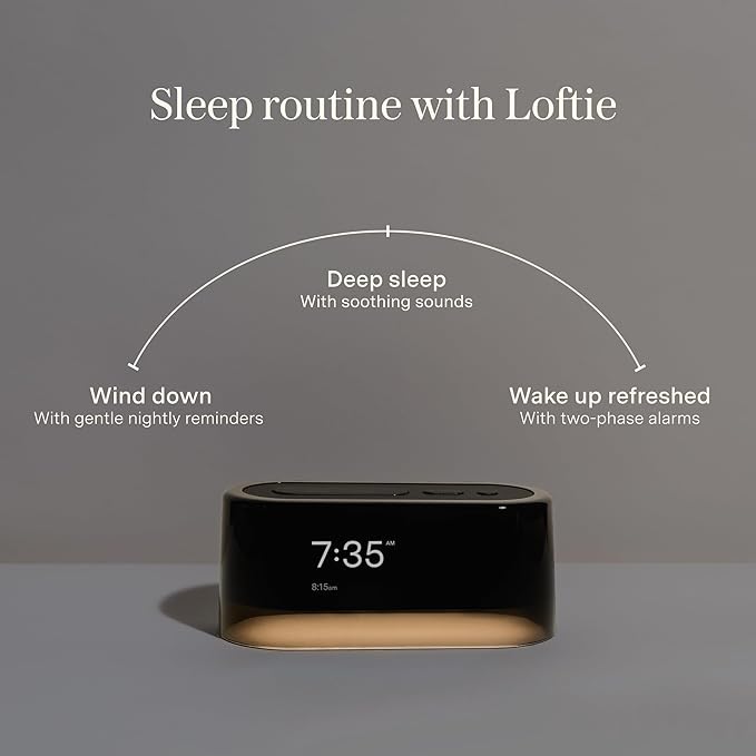 Loftie Alarm Clock with Sound Machine – Smart Alarm Clock with Light, White Noise, Bluetooth Speaker, Night Light Sound Machine, 100+ Sounds, Blackout Mode, No WiFi Mode, Optional Subscription - Peach
