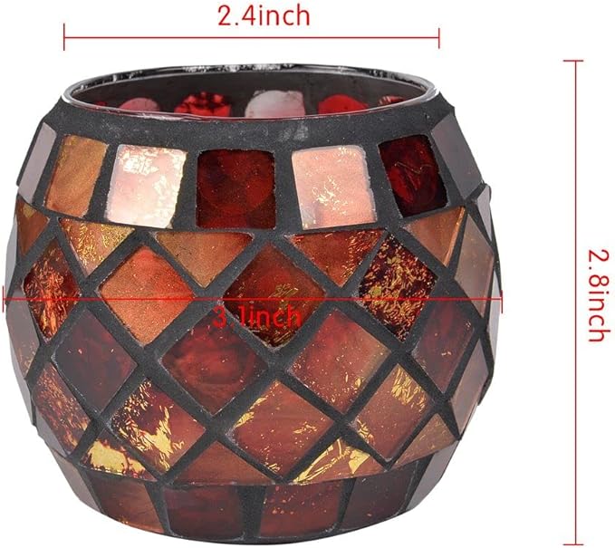 Votive Candle Holder Tea Lights - Glass Candle Holders, Mosaic Tealight Candle Holder, Candle Jar Cup for Wedding Centerpiece Party Table Decorations, Valentines Day Decor
