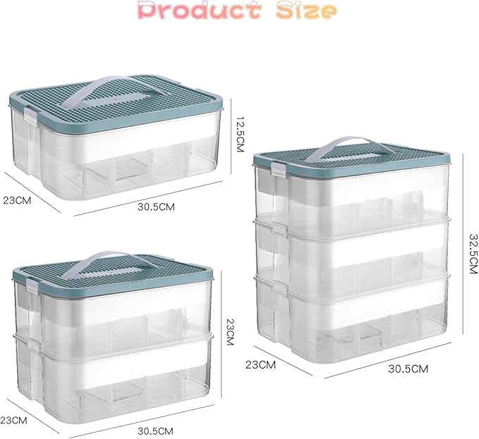 Toys Organizer Storage Case for Lego Box Kids Toy Stackable Building Blocks with Lids Bins Adjustable Lego Storage Containers Plastic Toy Box Green 2 Layers