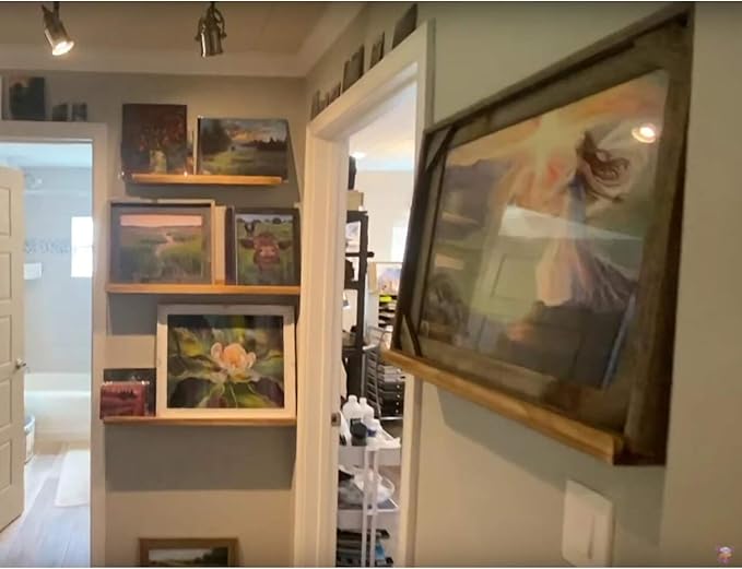 AZSKY 24" Floating Wall Ledge Shelf Wood Picutre Shelf Wall Mounted Nursery Kids Bookshelf Spice Rack Bathroom Storage Shelves Display Organizer Set of 2