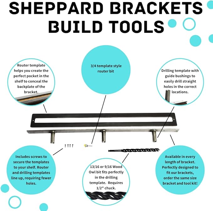 Floating Shelf Brackets - Sheppard Brackets - Easy Install - Heavy Duty (58 inch Build Kit)