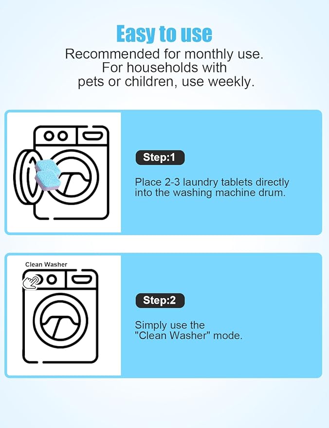 Washing Machine Cleaner Tablet : 12pack/6 Month Supply, washer cleaner table for laundry,top loader,front load or HE washing machine, effective deep cleaner, descaler, remover(Lavender)