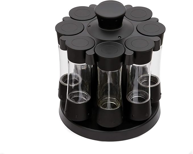 Kitchen Art Elite Auto-Measure Spice Professional 8 Compartments Black 7.45 x 7.45 x 8.25 inches