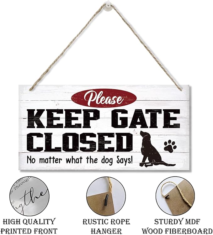 Warning Signs, Keep Gate Closed Dog Sign, Decorative Wood Hanging Wood Plaque, Warning Animal Dog Sign, Funny Novelty Caution Dog Sign, Dog Owner Home Decor, Door Gate Hanger Outdoor