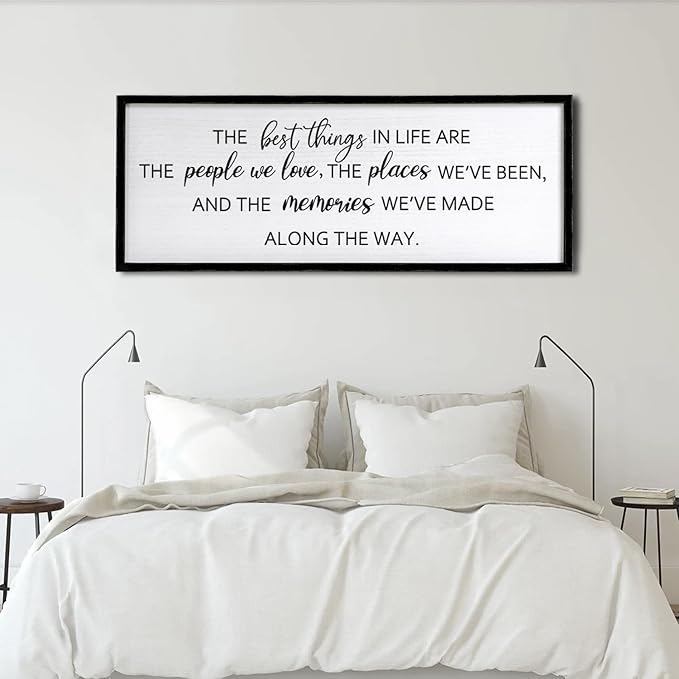 The Best Things in Life Framed Wall Art, 40''×15'' Rustic The Best Things in Life Sign for God Jesus Christ Prayer, Horizontal Holy Inspirational Family Home Decor