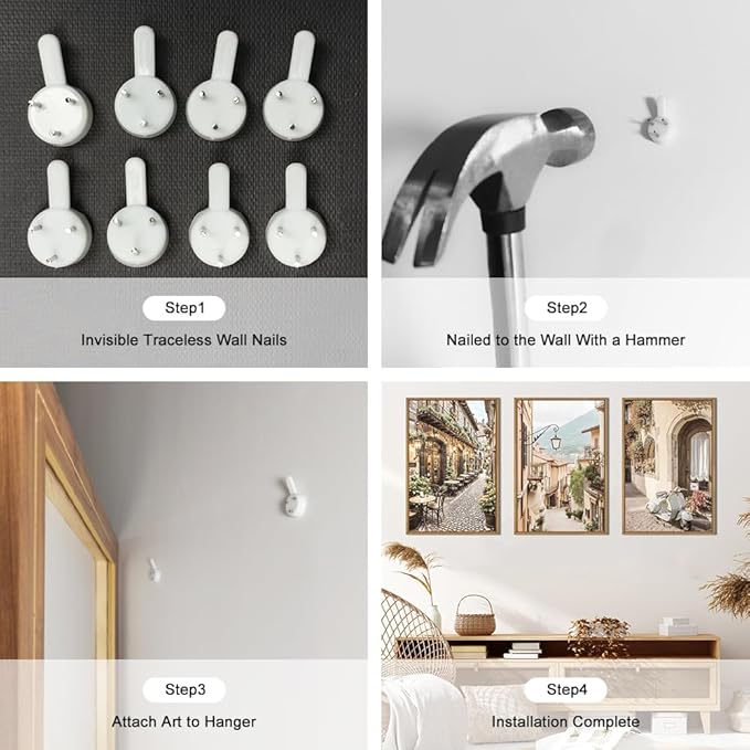 HPINUB Foreign Scenery Framed Canvas Wall Art Set,Vintage Travel City Wall Decor,Modern Minimalist Europe Street Picture Artwork Nature Landscape Art Print for Living Room,Bedroom-24 x36 x3