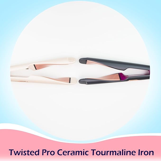 ANGENIL Pro Twist Ceramic Flat Iron 1 Inch, Dual Voltage Hair Straightener and Curler 2 in 1, Multi-Stylers Round Flat Iron Hair Curling Iron, Fast Heating LCD Display, 11 Adjustable Temp (250℉-450 ℉)