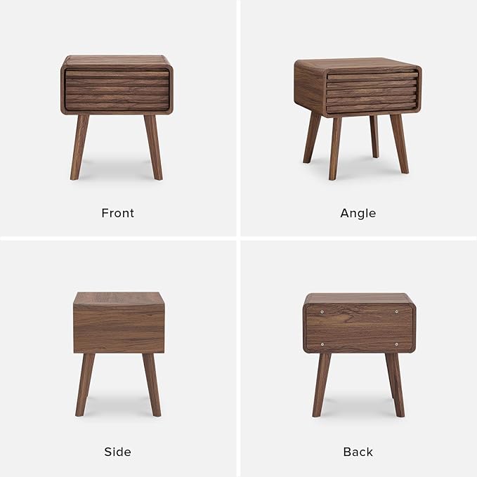 mopio Ensley Nightstand, Side Table, End Table, Mid Century Modern Nightstand with Drawer, Bedside Tables, Small Nightstands with Storage, for Living Room, Bedroom (Single)