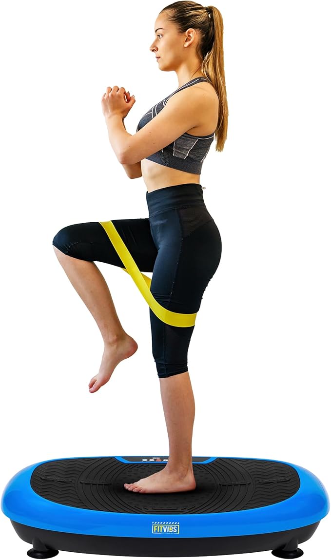 Vibration Plate Exercise Machine Workout Vibration Fitness Platform with Resistance Loops and Resistance Band, 2D, 3D or 4D