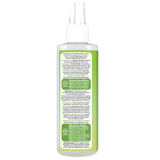 Desert Essence Kids Conditioing Detangler Spray 8.0 fl oz - Vegan, Gluten-Free. Cruelty-Free - Leaves hair smooth, shiny and easy to comb through - Gentle Formula