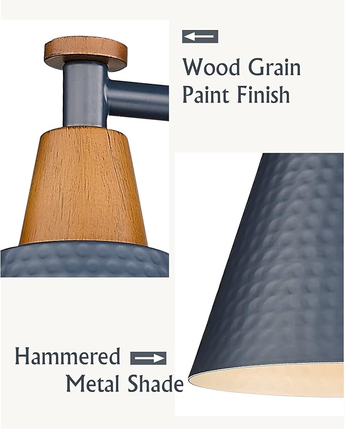 FEMILA Bathroom Vanity Light, 3-Light Modern Bathroom Light Fixture with Hammered Metal Shade Finish, Dark Blue Wall Sconce Lamp Lighting for Bedroom, 4FG59B-3W Blue