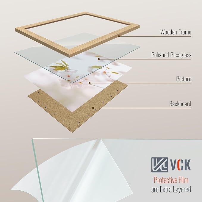VCK 8x10 Oak Wood Frame for Picture, Natural Solid Wood Photo Frames 3 Pack, Wall Gallery Frame