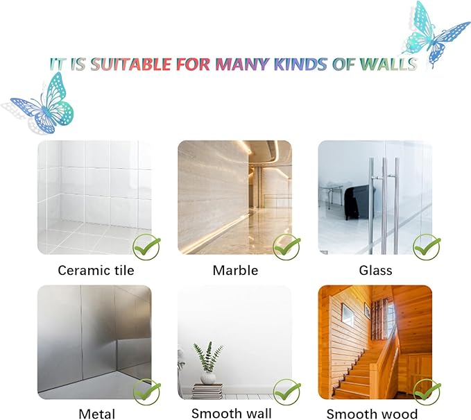 SAOROPEB 3D Butterfly Wall Decor - 48 Pcs, 4 Styles, 3 Sizes - Removable Stickers for Birthday & Party Decorations