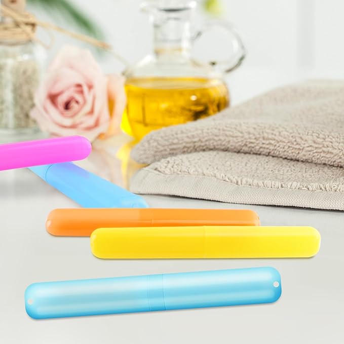 SIKEMAY 50 PCS Toothbrush Holder, Portable Plastic Dust Proof Breathable, Toothbrush Holder for Travel, Bathroom, Indoor, Outdoor, Trip, Camping, School