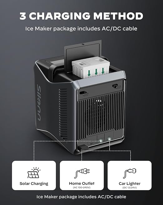 Silonn 168 Wh Detachable Battery for 12 Volt RV Ice Maker, Specially Equipped SLIM39 Series Portable Ice Maker (Adapter not Included)