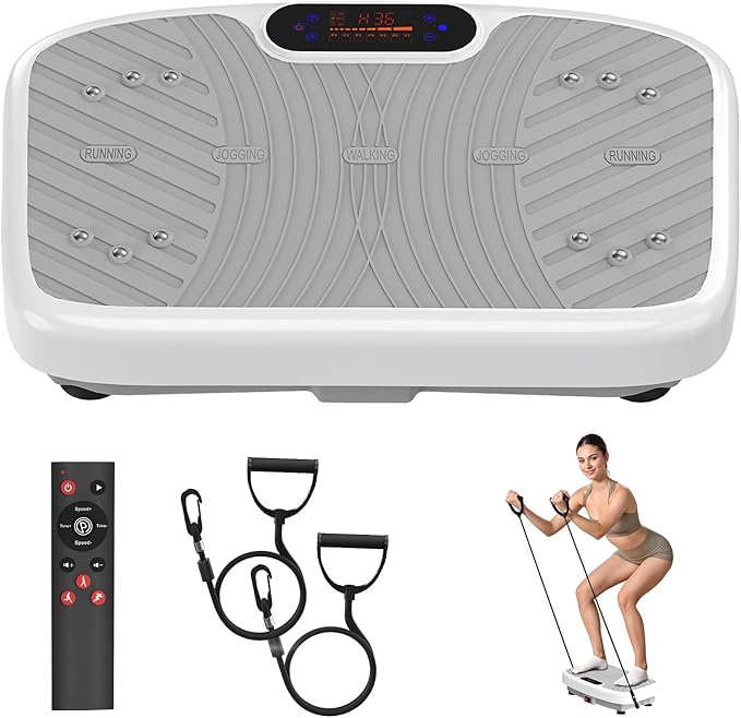Vibration Plate Exercise Machine, Vibration Plate Platform for Lymphatic Drainage, 200 Adjustable Speeds Power Shaping Vibrating Plate Helps Weight Loss, Shaping, Max Weight 450 Lbs