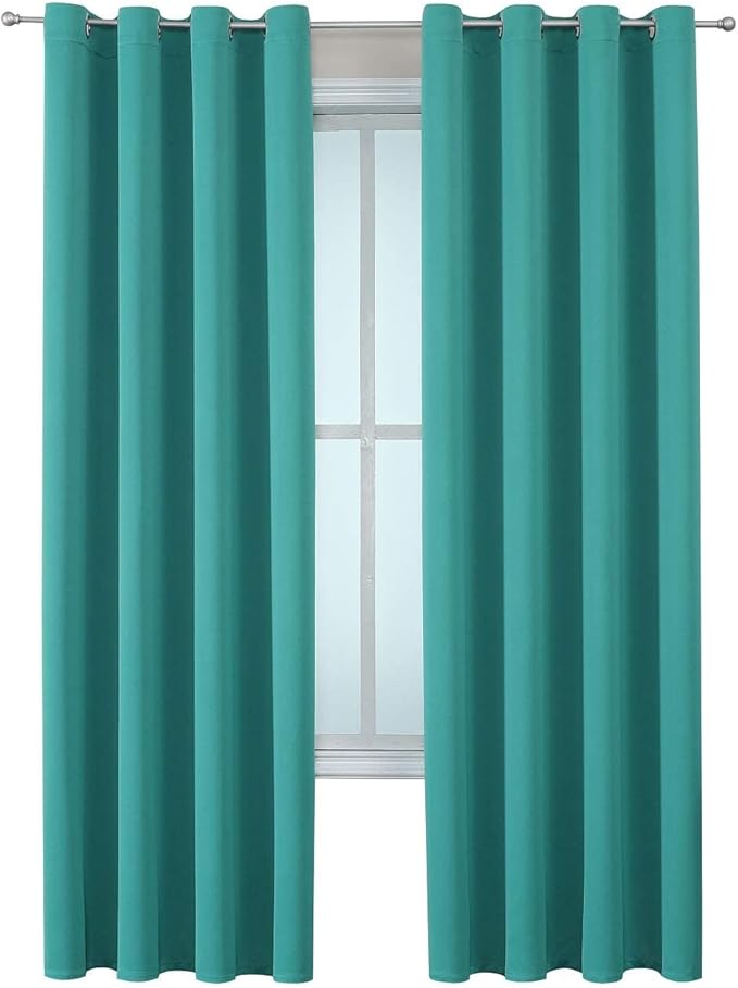 ChrisDowa Grommet Room Darkening Curtains for Bedroom and Living Room - 2 Panels Set Thermal Insulated Blackout Curtains (Teal, 52W x 84L)