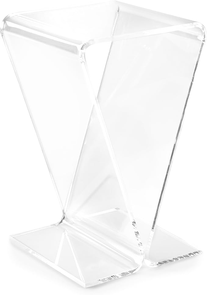 Clarte Acrylic V-Shaped End Table | Side Table for Living Room or Nighstand for Bedrooms | Premium Durable Glass-Like Design